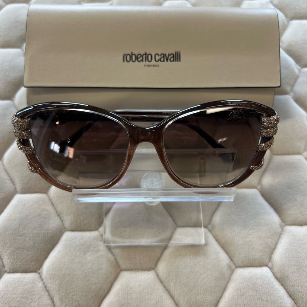 Authentic Roberto Cavalli Glittery Sheer Brown Sunglasses